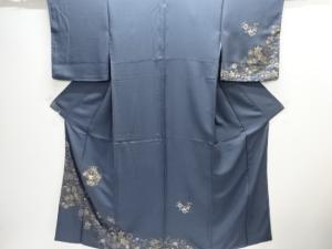 鳳凰に破れ華紋模様刺繍一つ紋訪問着